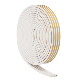uxcell 65 Ft Weather Stripping Seal Strip for Doors/Window, 5/16 Inch x 3/8 Inch Self Adhesive D Type Foam Sealing Tape, Soundproofing Door Seal Strip White