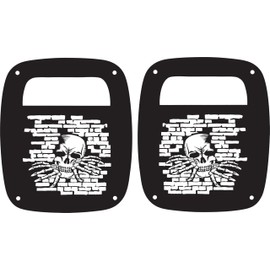 JeepTails Skull Breaking Wall Tail lamp Light Covers Compatible with Jeep CJ or YJ and TJ Wranglers Black Set of 2