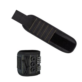 Yosugar Geschenke für Männer, Magnetarmband Set für Handwerker, Verstellbar aus Velcro,Praktisches Lustige Geschenke für Männer (Schwarz, 5 Reihen mit 15 Magneten)