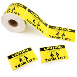 TK Thermal King, 1 Roll 3" x 5" Caution Heavy Labels Yellow Strong Adhesive Team Lift Special Handling Pallet Warning Stickers for Shipping and Packing (500 Pack Per Roll)