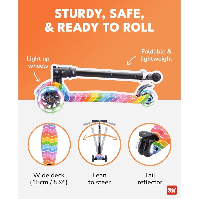 BOLDCUBE Big Fold | Three Wheel Scooter for Children Ages
