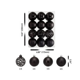 AMS Christmas Ball Pierced Trees Pendant Shatterproof Ball Ornament Seasonal Decorations Ideal for Xmas, Holiday and Party Widgets 60mm/ 2.36" (Light Blue, 2.36‘’/24ct)