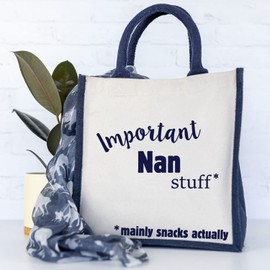 Stickerscape Important Canvas Bag (Navy) | Mothers Day Gifts for Grandma, Nana or Nan | Grandma, Nana, Nan Gifts | Hand Finished, Made in The UK