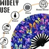 UV Glow Rave Fan Bamboo Folding Clack Hand Fan for
