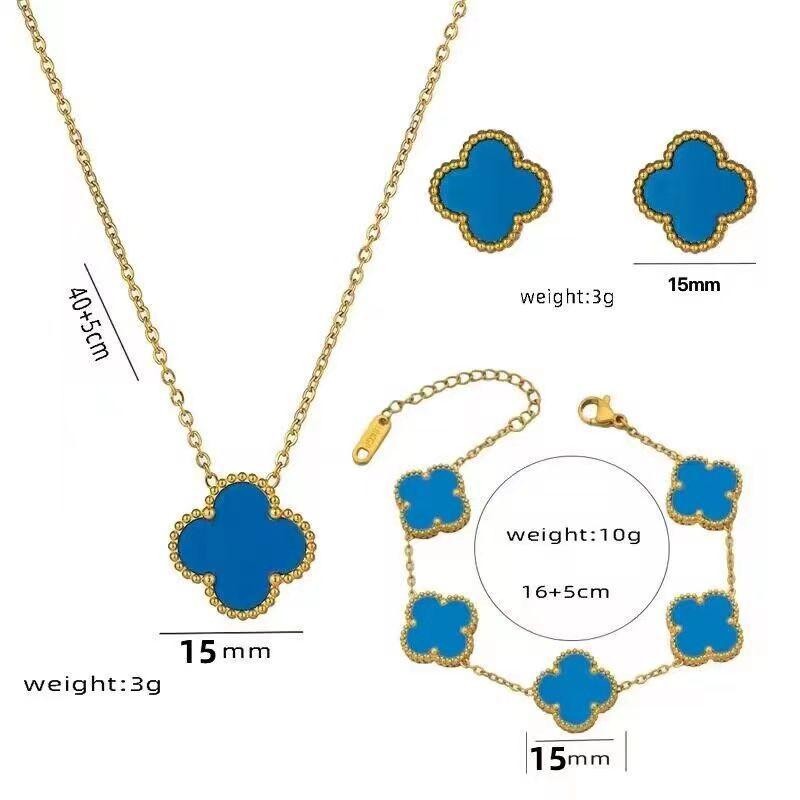 Classic Lucky Jewelry Set, Bracelet, Earrings, Necklace Three-Piece Set 18K