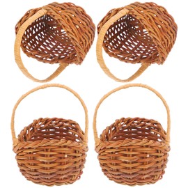 Dollhouse Basket 4pcs Mini Woven Basket Miniature Flower Basket Dollhouse Basket Willow Basket Tiny Party Favor Box for Crafts Accessories Landscape Photography Props