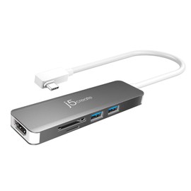 j5create JCD372-EJ USB Type-C 3.1 Gen2 SuperSpeed + Mini Dock [USB3.1 Type-A Gen2 10G x 2, 4K HDMI, UHS-I SD/Micro SD Slot] Aluminum Housing L-Shaped Connector for Windows, Mac, MacBook Pro, MacBook