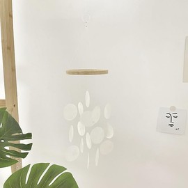 Wind Chime, Mother of Pearl Capiz Shell Wind Chimes for Outdoor Use, 45 x 12 cm, Boho Decorative Shell, Dream Catcher, Garlands for Windows, Wall, Room, Patio and Balcony, Hanging Living Room