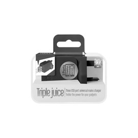 JUICE Triple Three USB Port Universal Mains Charger, 3.4A, Black