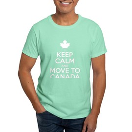 CafePress Keep Calm and Move to Canada T Shirt Men's Traditional Fit Dark Casual Tshirt Mint