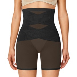 FLORATA Shapewear Shorts for Women Tummy Control High Waist Body Shaper Butt Lifting Panties Thigh Slimmer Black