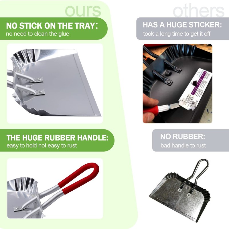 TOP DOG Metal Dustpan 17”, Aluminum Dust Pans Heavy Duty