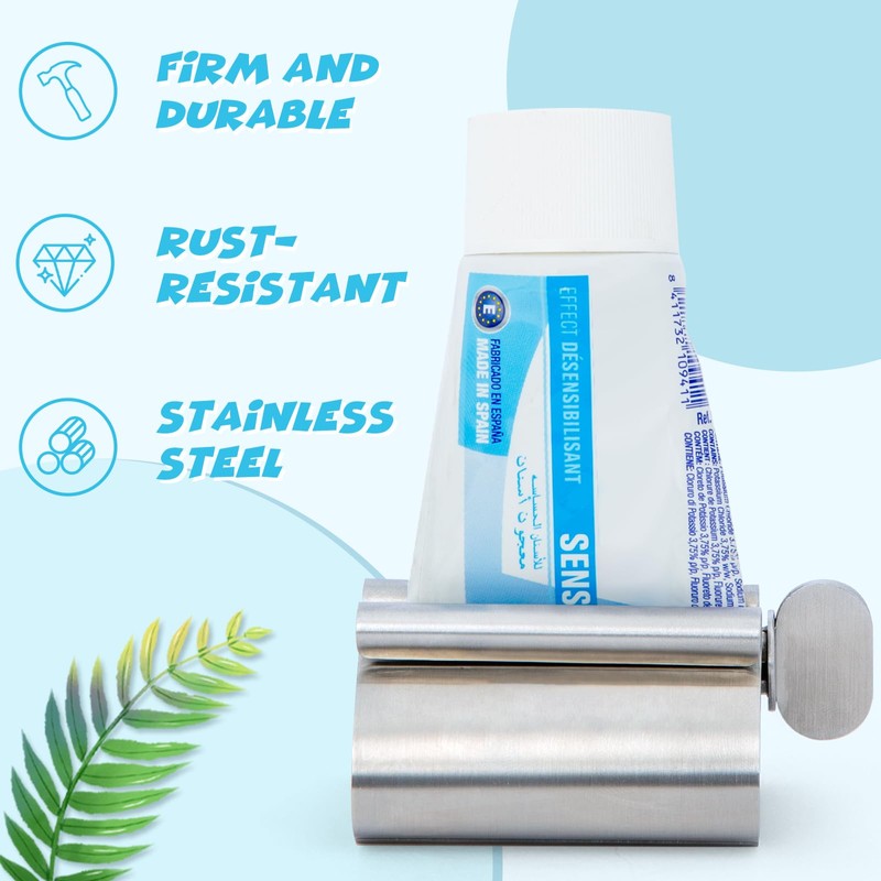 LOVEINUSA Toothpaste Squeezer, Toothpaste Tube Squeezer Metal Toothpaste Dispenser Stainless