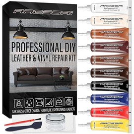 Leather Repair Kit for Furniture, Sofa, Jacket, Car Seats and Purse. Vinyl Repair Kit. Super Easy Instructions to Match Any Color, Restore Any Material, Bonded, Italian, Pleather, Genuine