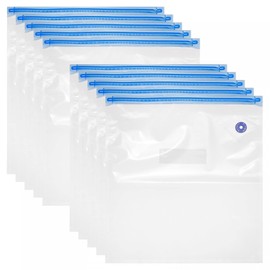 sourcing map Sous Vide Bags 10pcs, 13.40" x 11.81" Reusable Vacuum Sealer Bag with Air Valve & Labels, Food Storage Bags for Food Preservation and Sous Vide Cooking, White