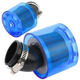 CHASO Power Filter Set of 2 Air Filter with Cover for Rainy Weather Motorcycle Scooter Stainless Steel Blue 42mm Curved Type