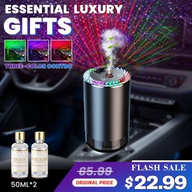 2025 Best Gift - Smart Car Diffuser: 50ML×2 Natural Cologne Air Purifier Lasting Fragrance Rolls Royce Star Roofing:_AI Voice Control-Two bottles of perfume -Cologne +