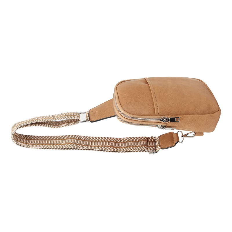 Sling Bag Shoulder Backpack Retro Zipper Multiple Compartments Widened Strap
