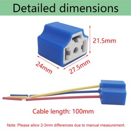 H4 Coupler, 4pcs Car Headlight Socket, 3 Wire Headlight Socket Ceramic Car Truck Headlight Fog Light Fix, CTRICALVER Blue Wire Bundle Fog Lights