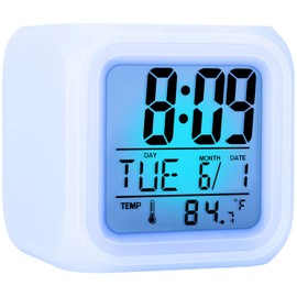 W OUTWIT Kids Alarm Clock 7 Color Night Light, Digital Alarm Clocks with Snooze, Alarm Clock for Kids, Wake Up Digital Clock for Room Decor