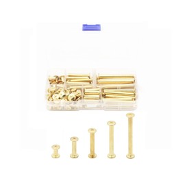 LBY 100pcs Phillips Chicago Screws, M5 x 10/20/30/40/50mm Binding Screw Posts, Book Screws, Binding Barrels and Screws Assortment Kit for Leather Saddles, Purses, Belt Repair, Copper-Plated