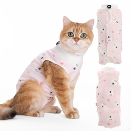 Viiotu Cat Recovery Suit Female, Kitten Onesie for Cats After Surgery, Breathable Soft Elastic Cat Clothes for Post-Surgery or Skin Diseases Protection,Cone of Shame Alternative (S, Pink Koala)