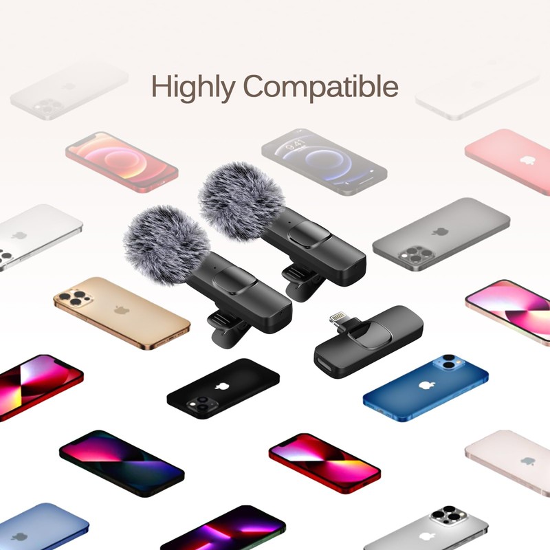 Professional Wireless Lavalier Lapel Microphone for iPhone, Mini Video Recording