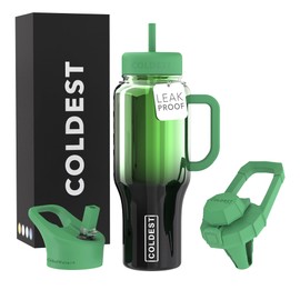 Coldest 40 oz Tumbler with Handle and Straw - 100% Spill Proof Tumbler with Straw (3 Lids) - Stainless Steel Insulated Leakproof Tumblers for Women & Men - Cup Holder Friendly - 36 oz (Forest Nova)