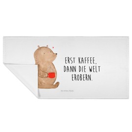 Mr. & Mrs. Panda 50 x 100 Towel Bear Coffee - Gift, Teddy, Conquer the World, Large, Bears, Bathroom, Baby, Kids, Morning Routine, Teddy Bear