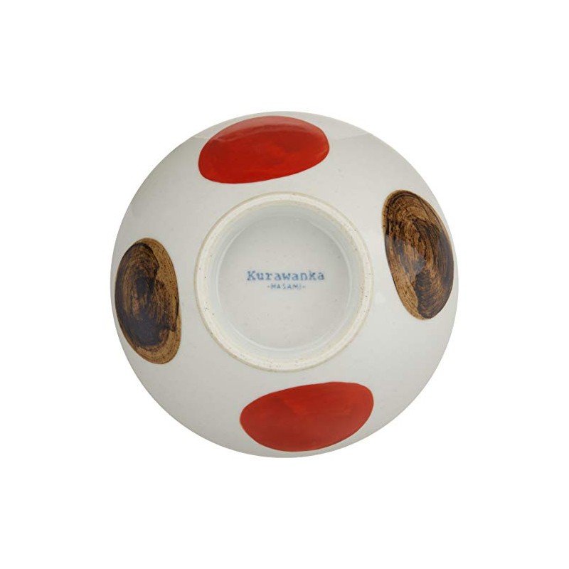 Hasamiyaki Wayama Kiln Kurawanka Rice Bowl, Red Round Crest