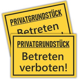 Privatgrundstück Signs Private Way (30 x 20 cm - 3 mm Plastic) - Enter and Befahren verboten - Entrance Prohibited - Passage Privat-Betreten Verboten- Pack of 2 BerpaHome