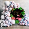 Laeacco 7.2x7.2ft Flamingo Birthday Round Backdrop Cover Summer Tropical Green