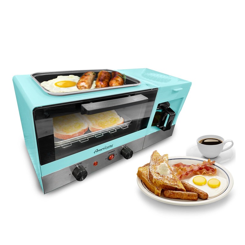 Elite Gourmet Americana 2 Slice, 9.5" Griddle with Glass Lid,