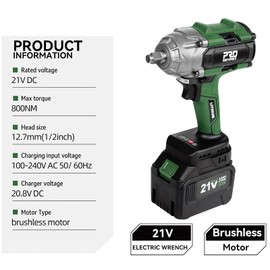Prostormer 800N.m(580Ft-lbs) Cordless Impact Wrench, 1/2" Brushless High Torque Impact Gun Kit for Car Home, 2x4.5Ah Rechargable Batteries, Charger & 8 Sockets