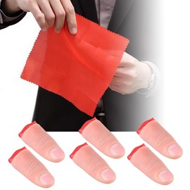 DOMINICK Pack of 6 Magic Thumb Trick Magic Thumb Tip Fake Thumb Tips Prank Toy Magician Stage Prop 6 x 6 Inch Red Silk Cloth for Magic Items Party