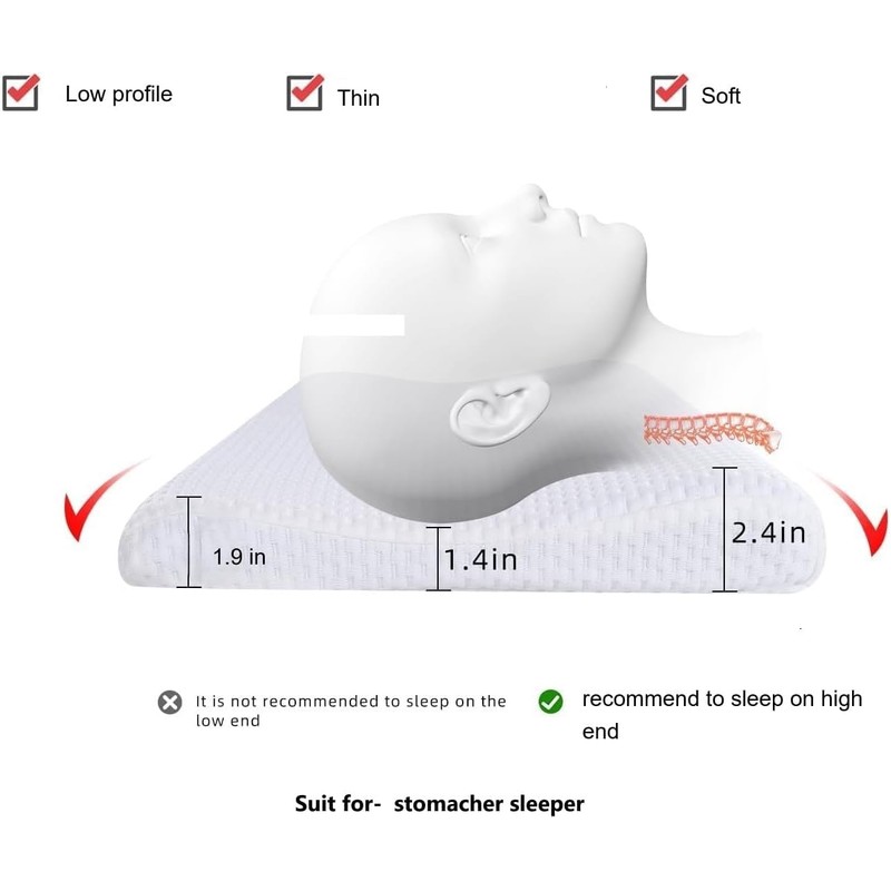 SUQ I OME Slim Sleeper-Gel Thin Memory Foam Pillow for