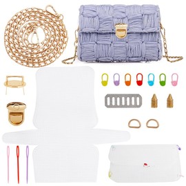 WADORN DIY Knitting Crochet Bags Kit, Acrylic Yarns Weaving Bag Making Materials Blank Mesh Plastic Canvas Sheets for Embroidery Cross Stitch DIY Women Handmade Bag Making Accessories, 22x12.5cm