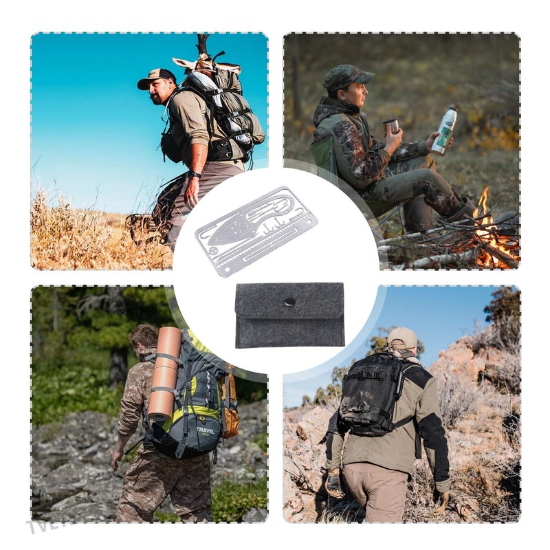 TVETE EDC Stainless Steel Fish Hook Card Multi Tool Survival