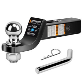 METOWARE Trailer Hitch Ball Mount with 2 in Ball & Hitch Pin, Solid Steel Trailer Hitch Ball Fits 2 Inch Receiver, 6000lbs Capacity Ball Hitch, 2-Inch Drop, Black