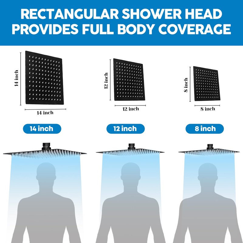 Shower Head,8”Rain Shower Head with Handheld Spray Combo and Adjustable