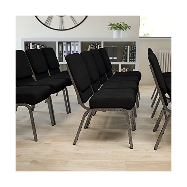 Flash Furniture HERCULES Series 21''W Stacking Church Chair in Black