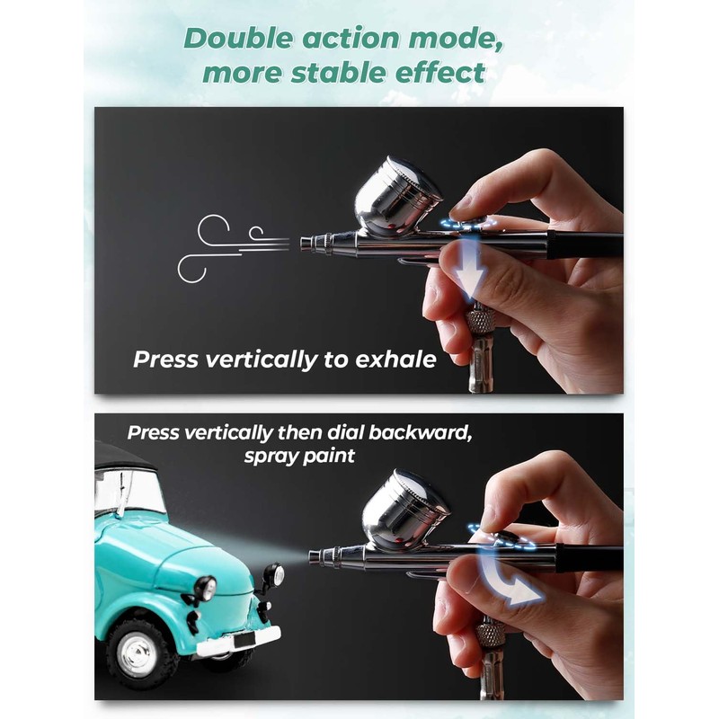 Oasser Airbrush Kit with Air Compressor, Dual Action 40 PSI
