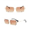 OSAGAMA Fashion Sunglasses Small Rectangular Rimless Glasses for Men and