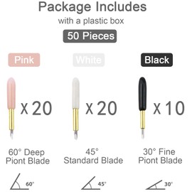 Replacement Cutting Blades for Cricut Explore Air 2/Air 3/Maker/Maker 3, Include 10Pcs Fine Point, 20Pcs Standard Blade, 20Pcs Deep Point Kricut Replacement Blades