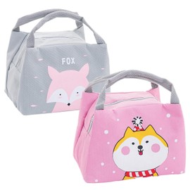 2Pcs Insulated Lunch Bag, Lunch Basket, Mini Insulated Thermal Lunch Tote, Multipurpose Cartoon Lunch Box with Tags for School Office Picnic Hiking Luggage Kids Girls Boys Women