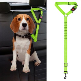 Dog Cat Safety Seat Belt Strap Car Headrest Restraint Adjustable Nylon Harness (Light Green) (Bright Green)