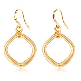 YKKZART Gold Hoop Earrings for Women 14k Gold Plated Hoop Earrings Minimalist Square Hoop Drop Dangle Earrings for Women Birthday Party Gift