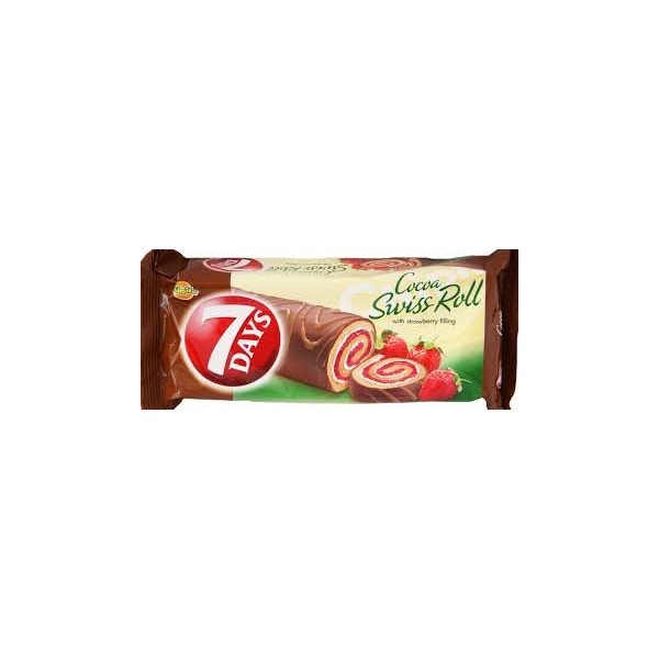 7 Days Swiss Roll with Strawberry Filling From Greece - 4 Packs X 200g (7.0 Oz Per Pack)