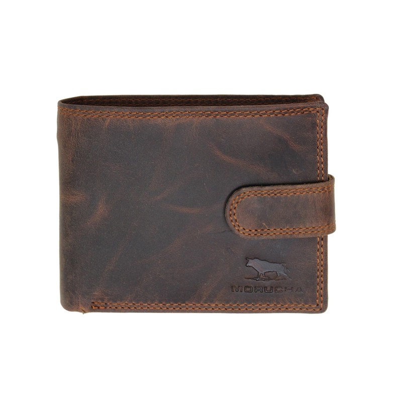 MORUCHA Wallets Men Anti-Theft RFID Blocking Genuine Distressed Hunter Leather