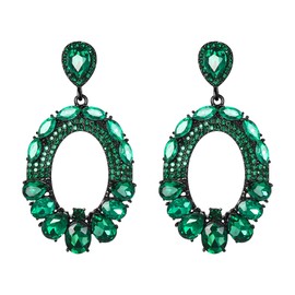 Clearine Marquise Party Wedding Bridal Teardrop Cluster Crystal Oval Dangle Earrings for Women, Crystal, No Gemstone